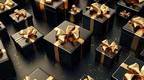 Realistic Gold Gift Box With Ribbon 3d Rendering Realistic Gold Gift