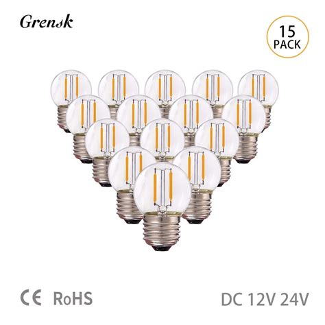 15pcs Safe Low Voltage LED Light Bulb DC12V 24V G40 1W Warm White Retro