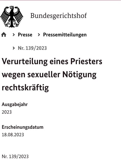 Bundesgerichtshof Verurteilung Des Freisener Ex Pfarrers Wegen