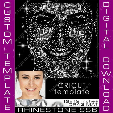 Custom Rhinestone Template SS6 Portrait Bling SVG Instant Digital