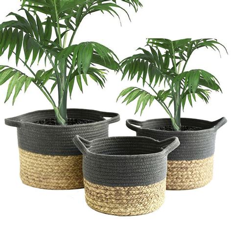 Natural Seagrass Cotton Rope Storage Basket Indoor Planter Etsy