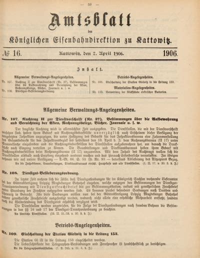 Amtsblatt Der K Niglichen Eisenbahndirektion Zu Kattowitz Nr