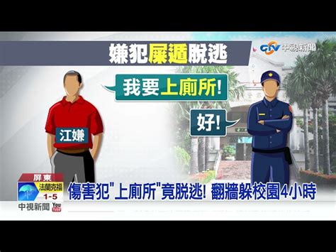 傷害犯上廁所竟脫逃 翻牆躲校園4小時│中視新聞 20220108