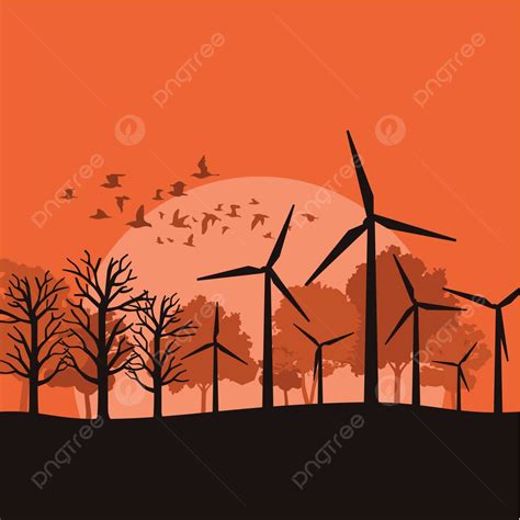 Wind Power3 Landscape Turbine Tree Vector Landscape Turbine Tree Png And Vector With