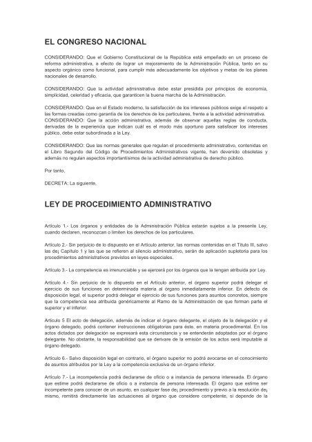 Ley De Procedimiento Administrativo Honducompras