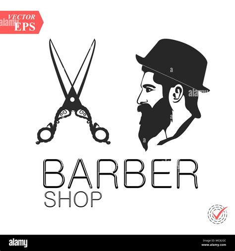 Vintage Barber Shop Emblem Etiketten Abzeichen Logo Mann Mit Bart