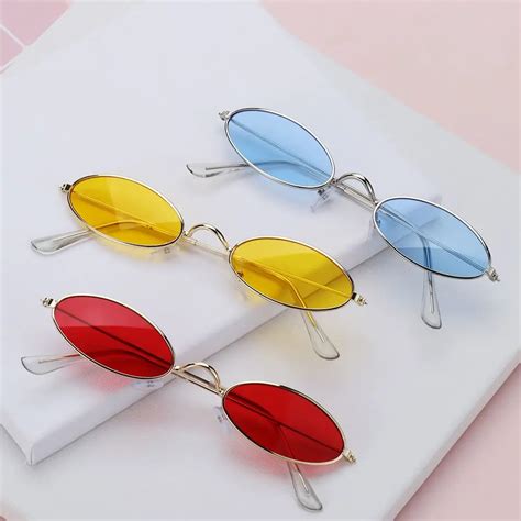 1pc Fashion Design Retro Small Oval Sunglasses Okulary Vintage Shades