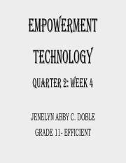 DOBLE JENELYNABBY Q2 WEEK 4 ETECH Pdf EMPOWERMENT TECHNOLOGY QUARTER