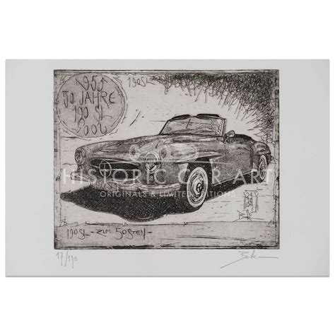 Dirk BECKER -Mercedes-Benz SL190 | Etching – Historic Car Art