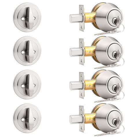 Snapklik.com : Probrico 4 Pack Satin Nickel Single Cylinder Deadbolt