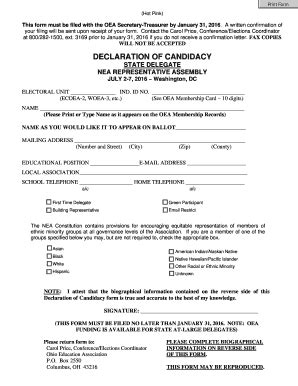 Fillable Online Nwoea This Form Must Be Filed With The Oea Secretary