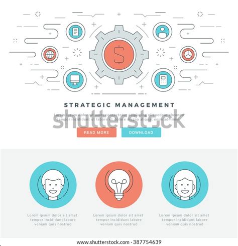 Flat Line Strategic Management Vector Illustration Stock Vector