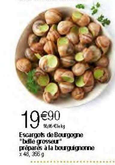 Promo Escargots De Bourgogne belle Grosseur Préparés à La