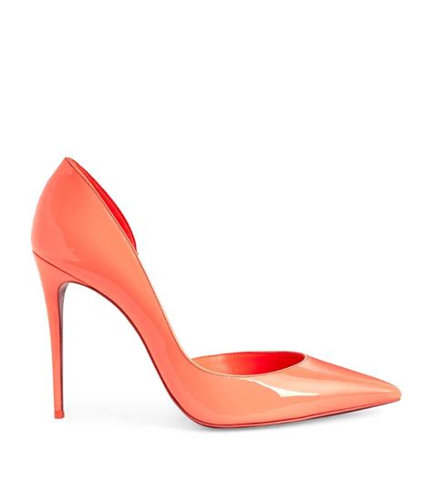 Womens Christian Louboutin Orange Iriza Patent Leather Pumps