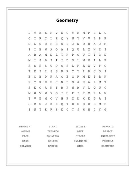 Geometry Word Search