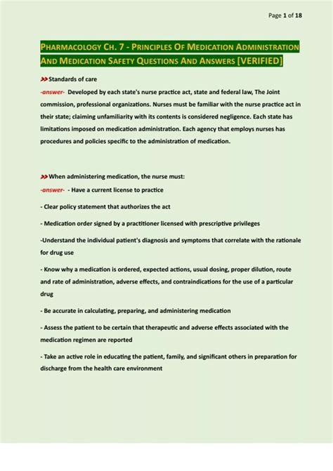 PHARMACOLOGY CH. 7 - PRINCIPLES OF MEDICATION ADMINISTRATION AND