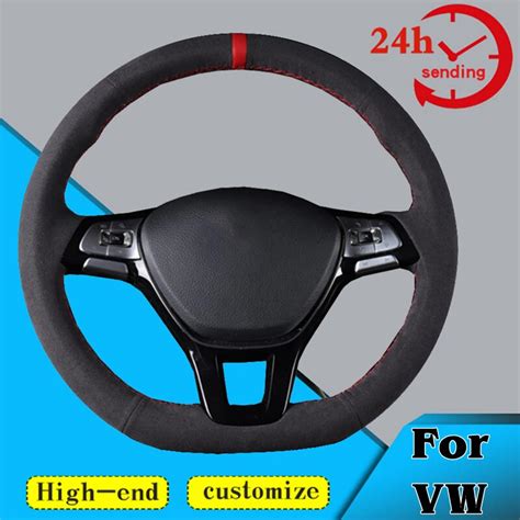 Custom Car Steering Wheel Braid Cover Suede Fit For Volkswagen Vw