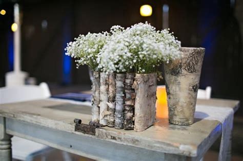 Birch Bark Wood Vases Wedding Table Decor Flower Pot Rustic Wedding