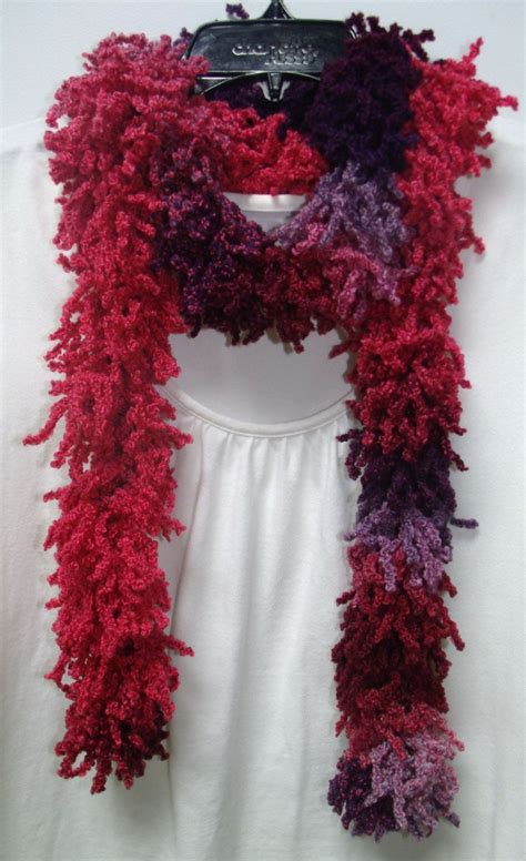 Shaggy Purple And Pink Crochet Scarf 1000 Via Etsy Scarf