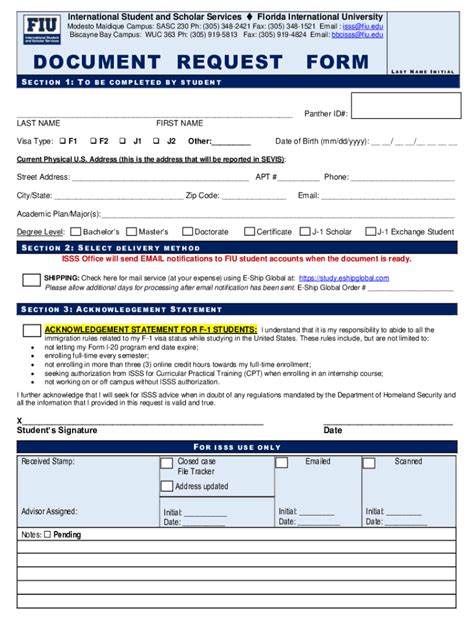 Fillable Online Isss Fiu Document Request Form Fill Out And Sign