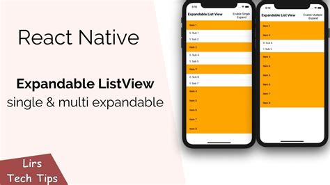 React Native Expandable Listview Single And Multi Expandable Youtube