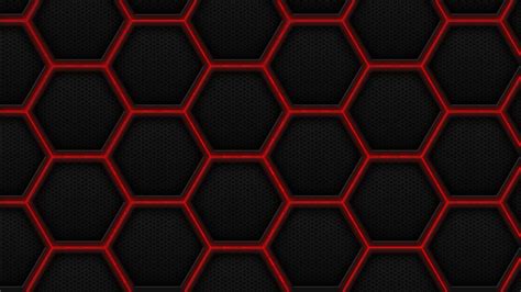 Black And Red Digital Wallpaper Abstract Hexagon Textured Hd