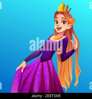 Princesa De Dibujos Animados Rapunzel Con Pelo Largo Imagen Vector De