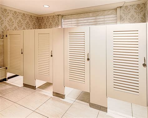 Ironwood Manufacturing Wood Veneer Louvered Toilet Partition Ironwood