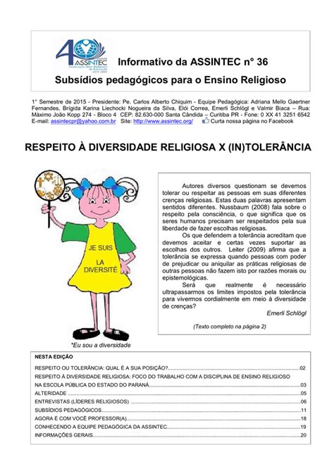 Respeito à Diversidade Religiosa X (In)Tolerância | Atividades de ...