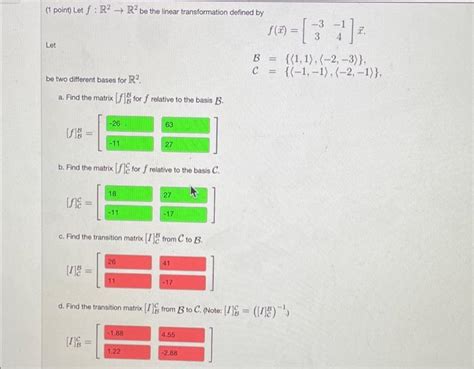 Solved 1 Point Let F R2 R2 Be The Linear Transformation