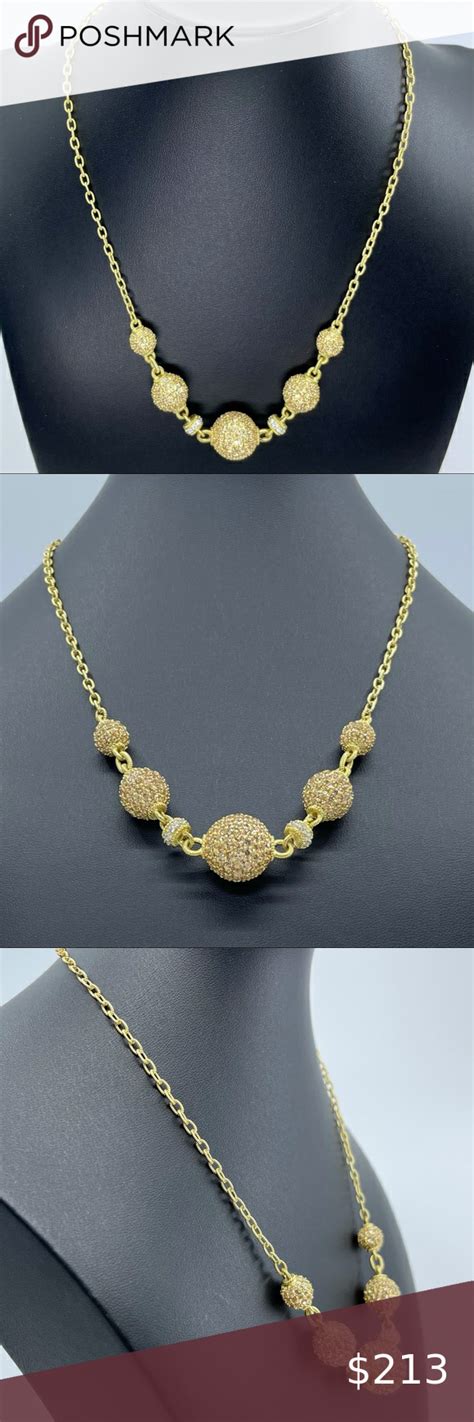 Judith Ripka 925 And 14k Clad Pave Cz Bead Necklace Beaded Necklace