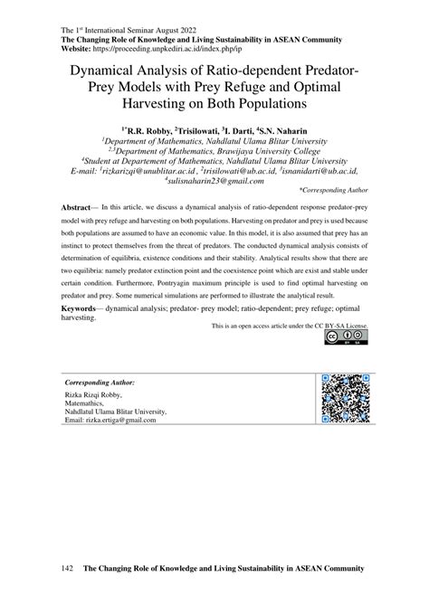 Pdf Dynamical Analysis Of Ratio Dependent Predator Prey Models With