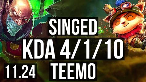 Singed Vs Teemo Top M Mastery Br Master Youtube