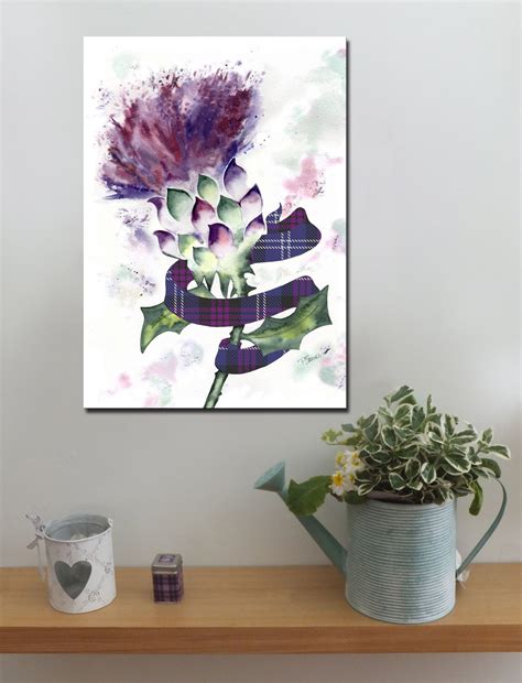 Thistle And Heritage Of Scotland Tartan Art Print Of Painting Wall Art