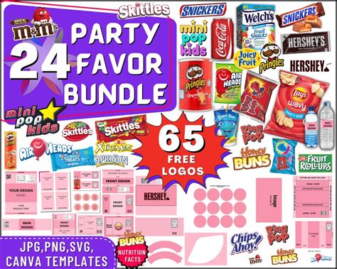 24 Party Favor Templates Template Bundle Party Favors Etsy