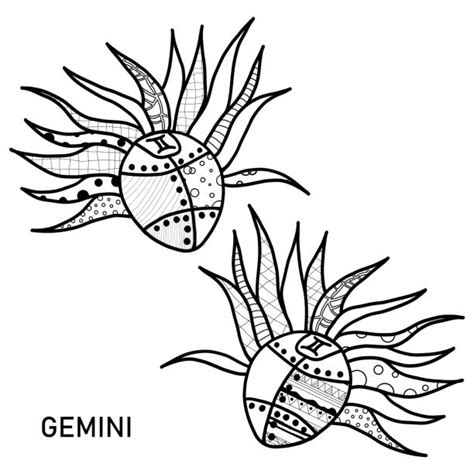 70 Coloring Book Zodiac Sign Gemini Illustration Stock Illustrations