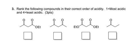 Solved Rank The Following Compounds Based On Their Acidity