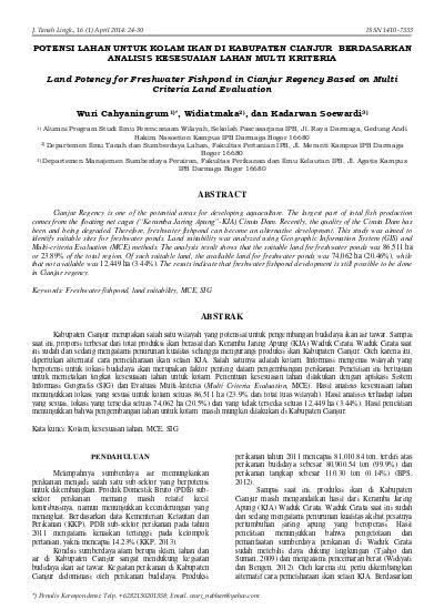 Top PDF ANALISIS POTENSI LAHAN PERTANIAN PRODUKSI PANGAN BERDASARKAN