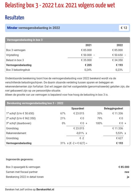 Belasting Box T O V Volgens Oude Wet