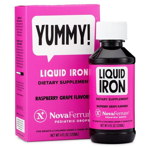 NovaFerrum Liquid Iron Pediatric Drops - Raspberry Grape & Chocolate Flavor