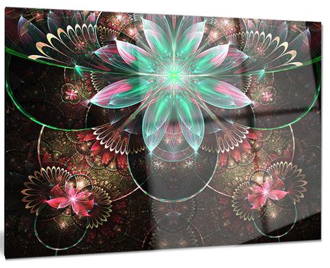 Large Star Flower Fractal Pattern Glossy Metal Wall Art 40 X30