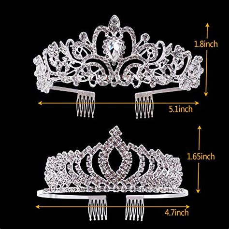 Didder Silver Crystal Tiara Crown For Women 2 Pack Headband Princess