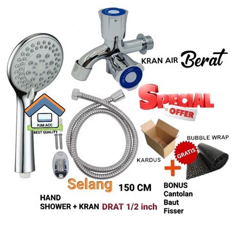 Jual Kran Shower Kamar Mandi Kran Cabang Bulat Handshower Set Komplite