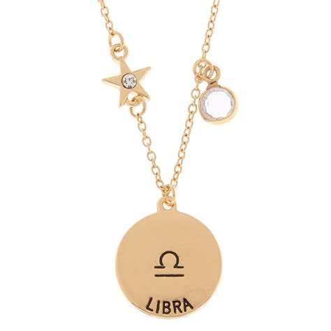 Gold Zodiac Pendant Necklace Libra Claires Us