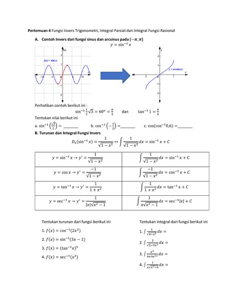 2 Kalkulus 2 Fungsi Invers Trigonometri Integral Parsial Dan