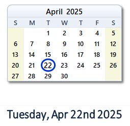 2025 Calendar Images April 22 Darcey Jeniffer