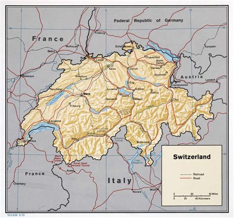 Large Detailed Political Map Of Switzerland With Relief Roads