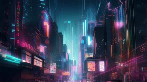 premium ai image  city  neon lights   sign