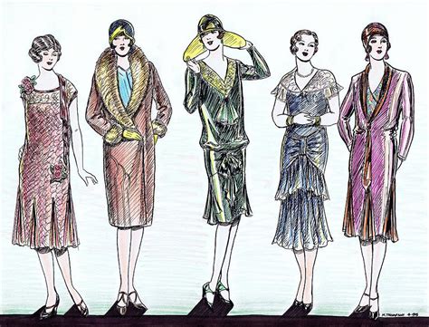 1920s Fashions Drawing By Mel Thompson