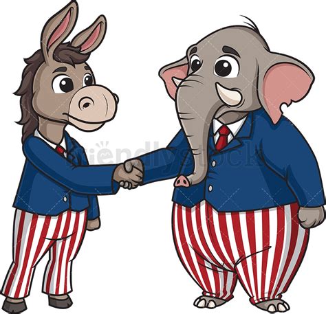 Democrat Donkey And Republican Elephant Shaking Hands Cartoon ...